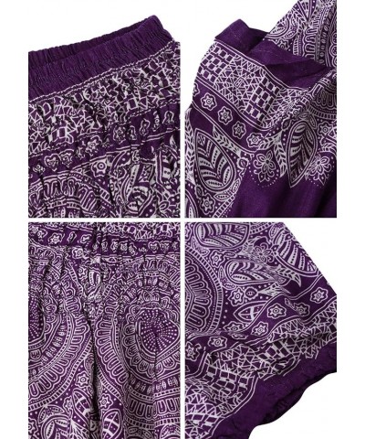 Womens Hippie Boho Lounge Yoga Pants Harem Palazzo Indian Pants with Pockets Flower Purple $13.49 Activewear