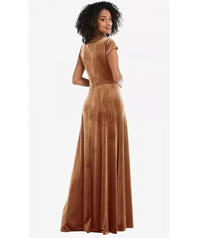 Velvet Bridesmaid Dresses with Sleeves for Wedding Short Sleeve Formal Dresses with Pockets Winter Burgundy $38.42 Dresses