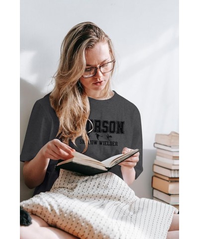 Fourth Wing Embroidered Shirt Women - Riorson Shadow Wielder Dragon Rider Graphic Tee Casual Short Sleeve Tops Dark Gray $13....