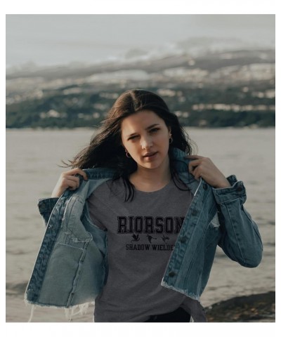 Fourth Wing Embroidered Shirt Women - Riorson Shadow Wielder Dragon Rider Graphic Tee Casual Short Sleeve Tops Dark Gray $13....