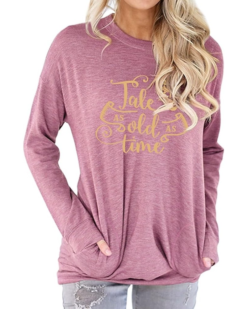 STYLEIE Women Tale As Old As Time Tee Tops Letter Print Graphic Tees Vintage Tanks Tops L-brick Red $15.67 T-Shirts