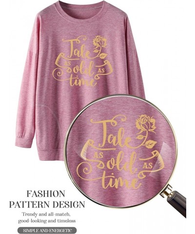 STYLEIE Women Tale As Old As Time Tee Tops Letter Print Graphic Tees Vintage Tanks Tops L-brick Red $15.67 T-Shirts