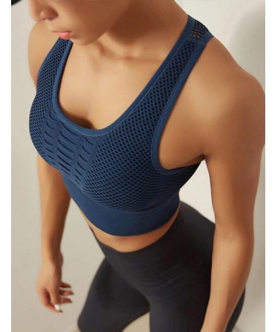 Women's Longline Sport Bra Seamless Yoga Crop Top Medium-Low Support Workout Bra 1 Indigo $10.32 Lingerie