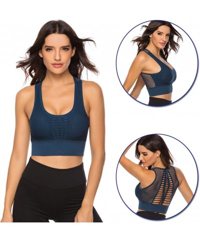 Women's Longline Sport Bra Seamless Yoga Crop Top Medium-Low Support Workout Bra 1 Indigo $10.32 Lingerie