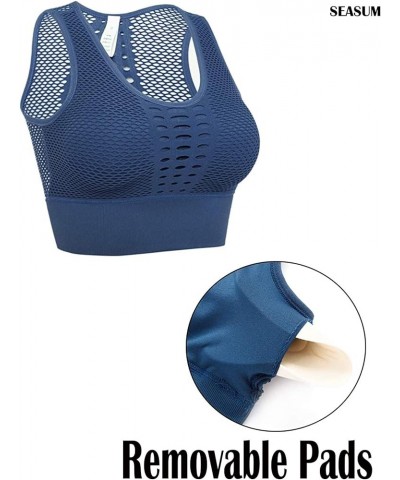 Women's Longline Sport Bra Seamless Yoga Crop Top Medium-Low Support Workout Bra 1 Indigo $10.32 Lingerie