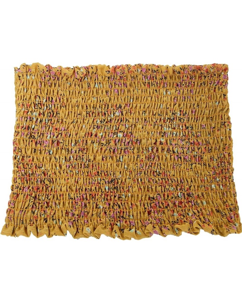 Women's Smocked Cropped Tube Top Yellow Multi $11.00 Tanks