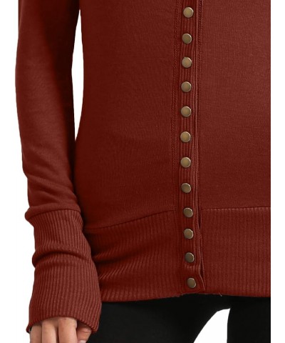Womens Snap Button Sweater Cardigan with Ribbed Detailed S-3XL Dkrust $10.04 Sweaters