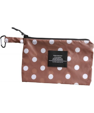 Womens Rain Poncho Stylish Polyester Waterproof Raincoat Free Size with Hood Zipper Various Colors Styles Coffee Dots $13.23 ...