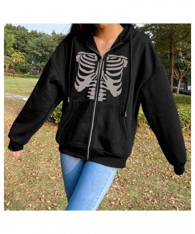 Women E-Girl Oversized Sweatshirt Vintage Zip Up Hoodies Coat Long Sleeve 90s Streetwear Hoodie Pullover Jacket T1+black $6.3...