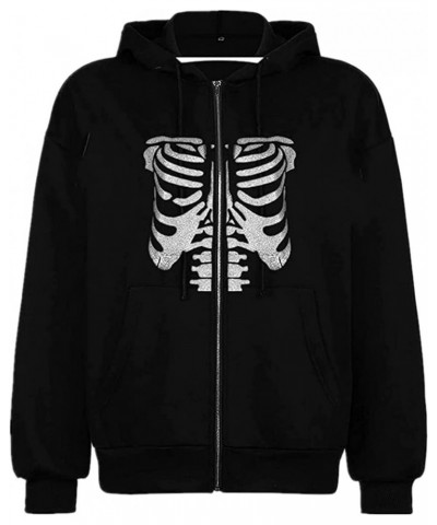 Women E-Girl Oversized Sweatshirt Vintage Zip Up Hoodies Coat Long Sleeve 90s Streetwear Hoodie Pullover Jacket T1+black $6.3...