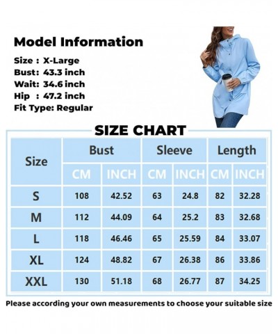 Womens Rain Jacket with Hood Lightweight Rain Loose Waterproof Pullover Winter Plain Full Zipper Long Sleeve Jacket 06-sky Bl...