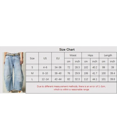 Women Baggy Jeans Wide Leg Mid Rise Barrel Jeans Y2k Curved Loose Crop Denim Pants with Pockets Ce Light Blue $25.33 Jeans