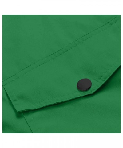 Windbreaker Jacket Women, Women Solid Color Hooded Rain Jackets with Pockets Zip Button Spring Windproof Rainoats 01-green Ra...