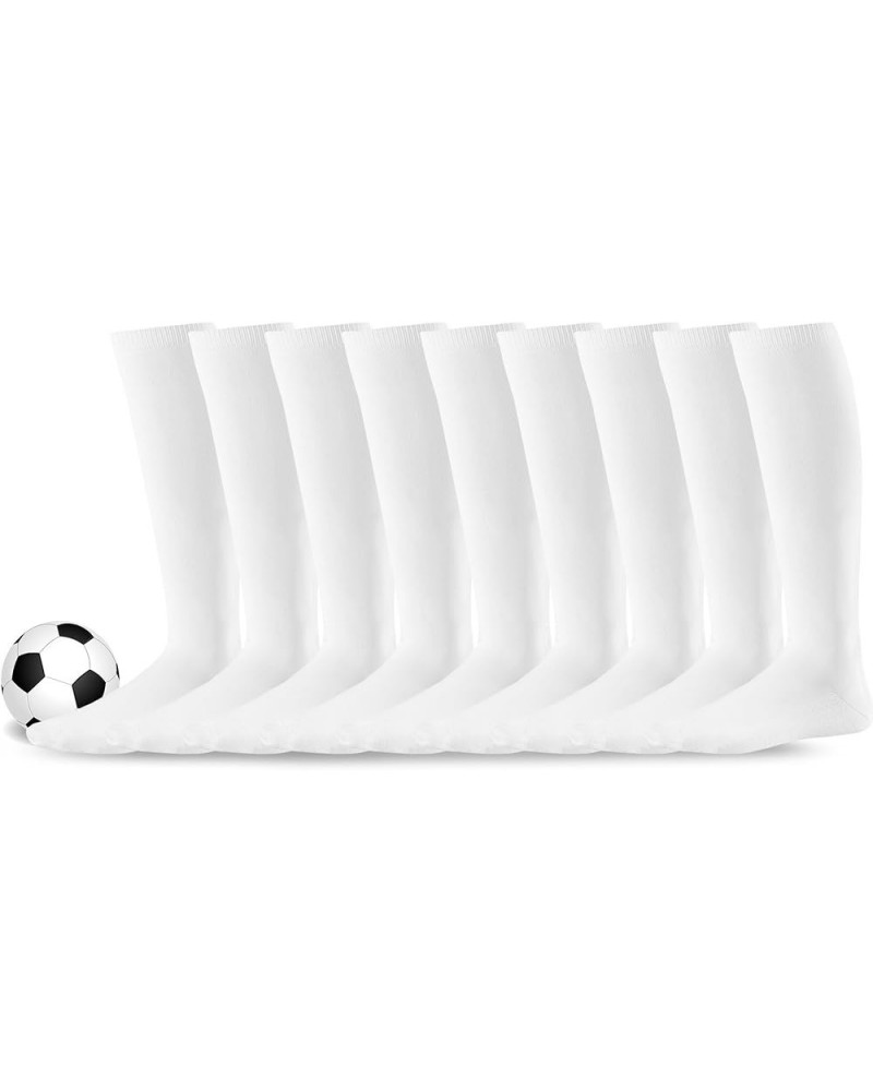 Soccer Socks Athletic Sports Socks Softball Baseball Cushioned Knee High Tube Socks Kids Teens Women Men Unisex 9 Pair-white ...