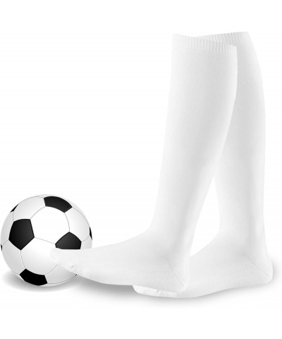 Soccer Socks Athletic Sports Socks Softball Baseball Cushioned Knee High Tube Socks Kids Teens Women Men Unisex 9 Pair-white ...