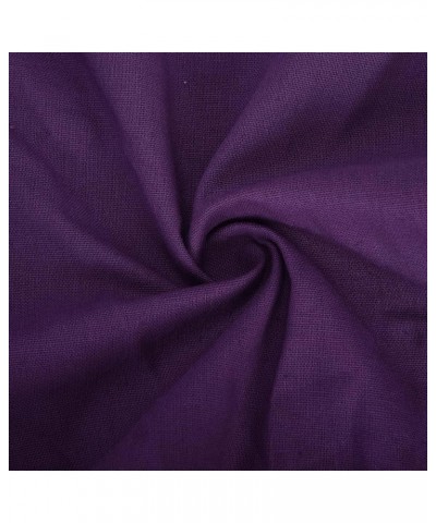 Women's Cotton Linen Pants Summer Casual Wide Leg Trousers Elastic Waist Drawstring Loose Lounge Pants with Pocket C07 Purple...