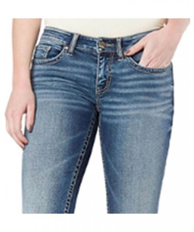 Women's Washed Bootcut Jeans Mid Rise Slimming Stretch Flare Denim Pants Distressed Casual Bell Bottom Jean Trousers Blue2 $1...