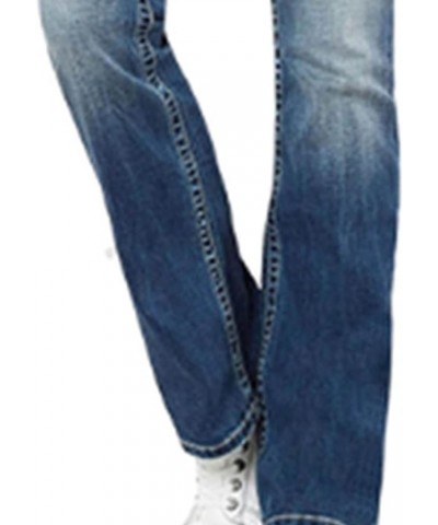 Women's Washed Bootcut Jeans Mid Rise Slimming Stretch Flare Denim Pants Distressed Casual Bell Bottom Jean Trousers Blue2 $1...