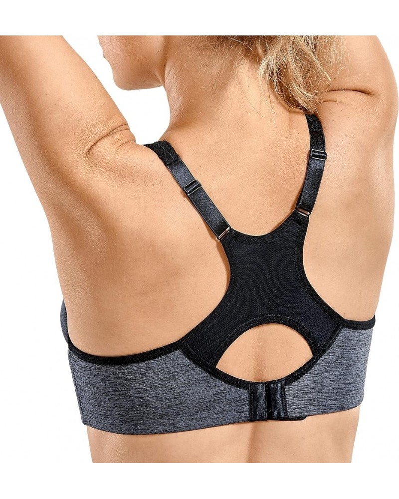 Women's Full Support High Impact Racerback Lightly Lined Underwire Sports Bra Dark Flower Ash $19.24 Lingerie