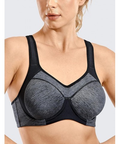 Women's Full Support High Impact Racerback Lightly Lined Underwire Sports Bra Dark Flower Ash $19.24 Lingerie