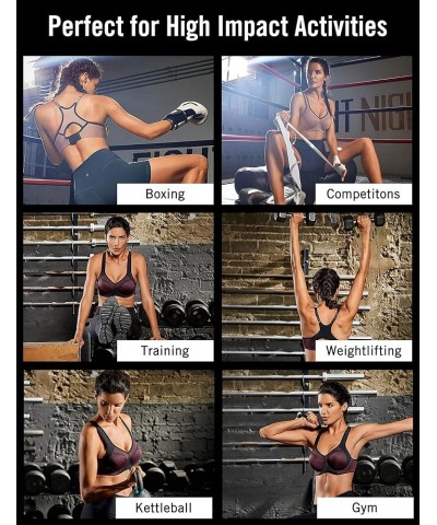 Women's Full Support High Impact Racerback Lightly Lined Underwire Sports Bra Dark Flower Ash $19.24 Lingerie