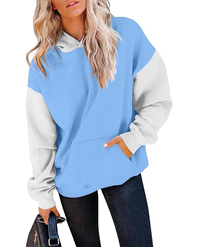 Fall Clothes for Women 2023 Solid Oversized Hoodies Long Sleeve Sweaters Pullover Sweatshirts with Pocket 02-sky Blue $7.79 H...