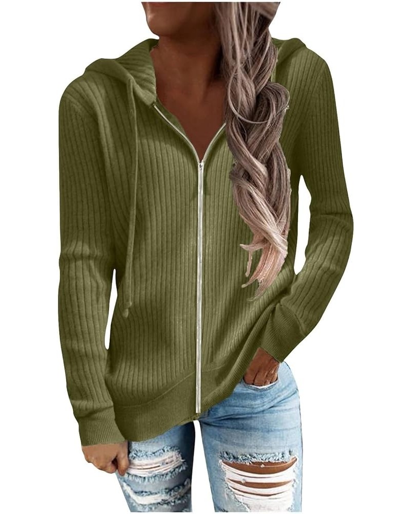 Womens Zip Up Sweatshirts Jackets Long Sleeve Casual Loose Outwear with Pockets Oversized Sweatshirt for Women 02-army Green ...
