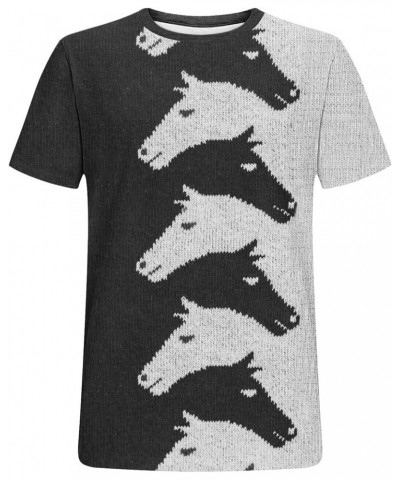 Horse Graphic Tees for Women Short Sleeve 2024 Summer Tops Trendy Crewneck Casual Blouses Workout Laides Tunic Tshirts A01_bl...