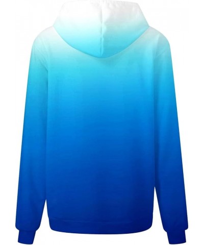 Cropped Sweatshirt Women's Fashion Loose Casual Daily Long Sleeve Gradient Patchwork Top 4-sky Blue $14.86 Hoodies & Sweatshirts