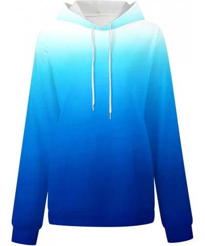 Cropped Sweatshirt Women's Fashion Loose Casual Daily Long Sleeve Gradient Patchwork Top 4-sky Blue $14.86 Hoodies & Sweatshirts
