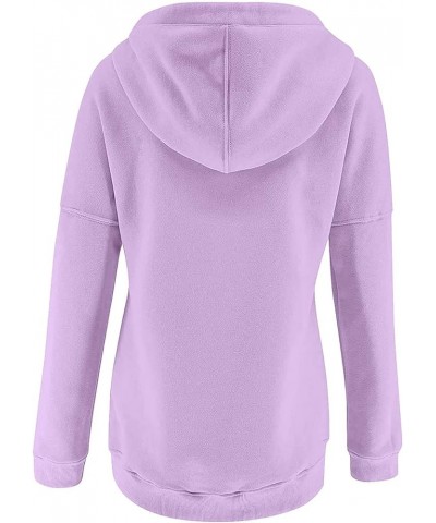 Womens Zip Up Hoodie Womens Plus Size Hooded Sweatshirt Long Sleeve Drawstring Sweatshirt Loose Sweatshirt Womens Purple 5 $5...