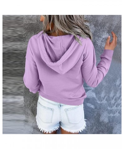 Womens Zip Up Hoodie Womens Plus Size Hooded Sweatshirt Long Sleeve Drawstring Sweatshirt Loose Sweatshirt Womens Purple 5 $5...