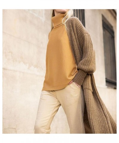 Oversized Knit Sweater Vests for Women Mock Neck Cap Sleeve Knitted Ribbed Tank Tops Sleeveless Loose fit Pullover A-yellow $...