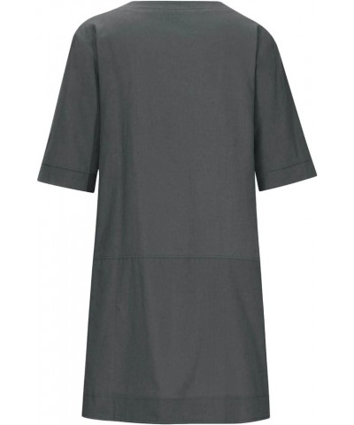 Beige Women Summer Cotton Linen Dress Sleeveless Crew Neck Loose Baggy Kaftan Long Dress with Pockets A1_dark Gray $5.43 Dresses