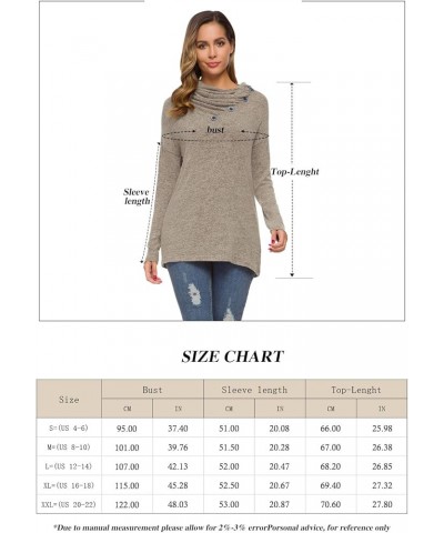 Womens Long Sleeve Button Cowl Neck Casual Loose Tunic Tops Blouse 06 Gray $16.31 Tops