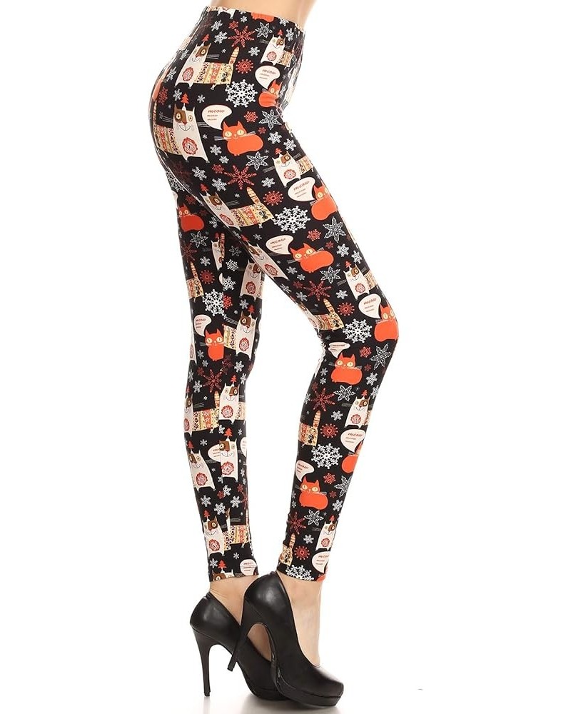 High Waisted Novelty Christmas Holiday Print Leggings for Women (Available in Plus Size) Full Length Winter Cat $8.41 Leggings