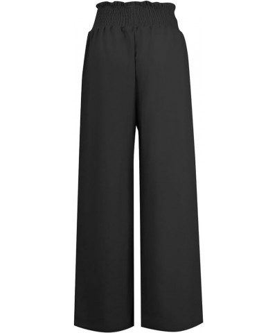 Women Cotton Linen Casual Pants Drawstring Elastic High Waist Loose Comfy Straight Leg Pants with Pockets Workout Pants A1-aa...