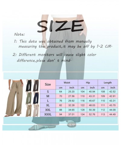 Women Cotton Linen Casual Pants Drawstring Elastic High Waist Loose Comfy Straight Leg Pants with Pockets Workout Pants A1-aa...