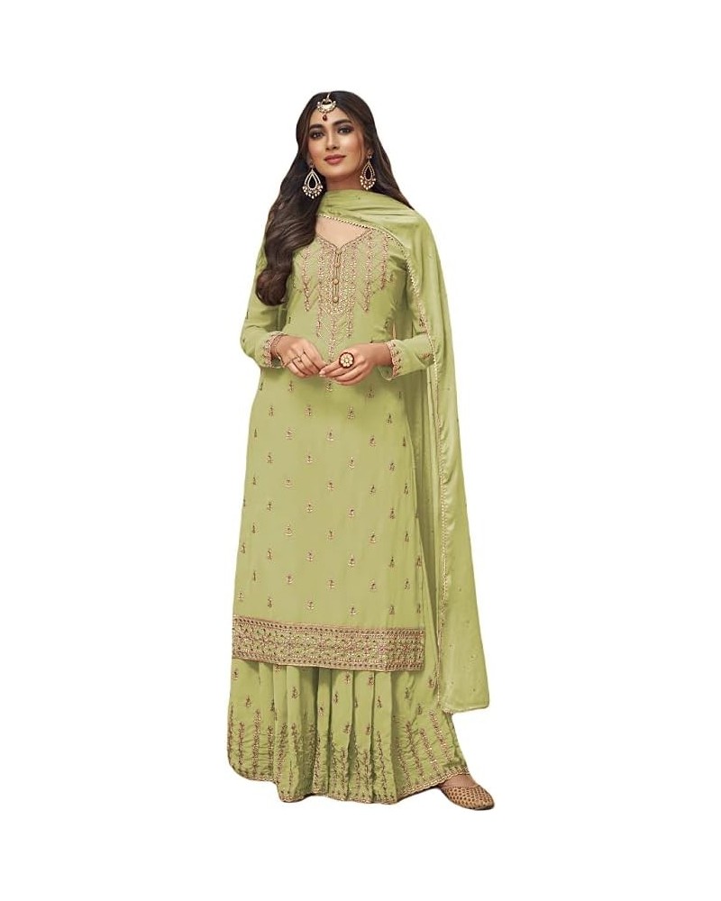 Ready to Wear Indian/Pakistani Style Ethnic Wear Party Wear Plazzo Salwar Suit for Women's Parrot Green $36.39 Suits