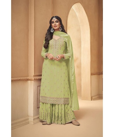 Ready to Wear Indian/Pakistani Style Ethnic Wear Party Wear Plazzo Salwar Suit for Women's Parrot Green $36.39 Suits