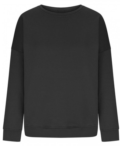 Womens Fashion 2023 Long Sleeve Sweatshirts Lightweight Casual Crew Neck Tops Fall Oversized Fleece Pullover Sweaters Bblack ...