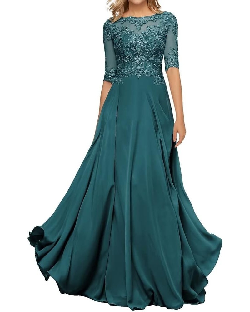 Mother of The Bride Dress Long Formal Evening Gowns with Sleeves Mother of The Groom Dresses for Wedding lace Appliques Peaco...