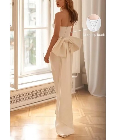 Satin Mermaid Prom Dress for Women2024 Cocktail Party Dress with Slit Formal Bow Dresses with Detachable Train Brown $32.20 D...
