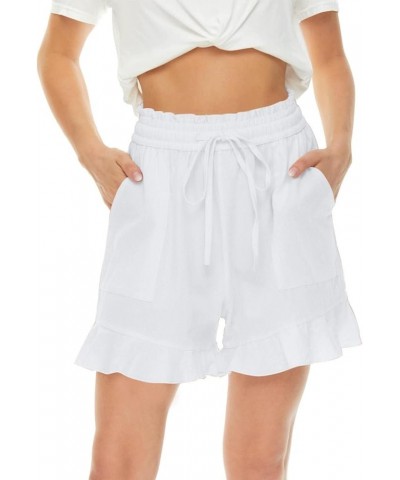 Womens Shorts 2023, Womens Summer Shorts Loose High Waisted Elastic Flowy Ruffle Casual Cute Beach Shorts Z1-blue $3.98 Shorts