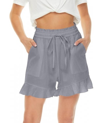 Womens Shorts 2023, Womens Summer Shorts Loose High Waisted Elastic Flowy Ruffle Casual Cute Beach Shorts Z1-blue $3.98 Shorts
