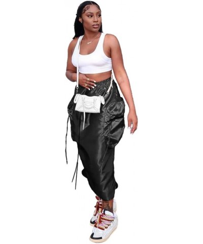 Women's Cargo Skirt Pencil Skirts Solid Color Reflective Elastic Waist Large Pockets Loose Casual Long Skirt Black $17.33 Skirts