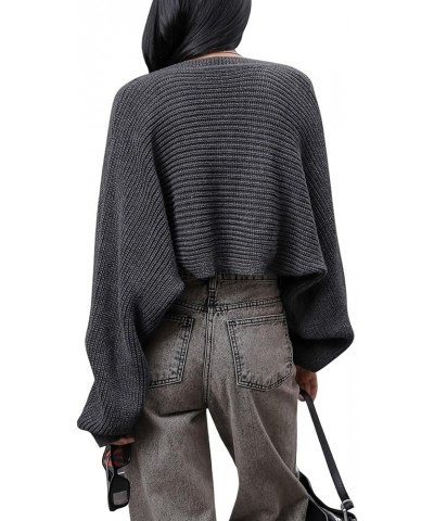 Women's Long Sleeve Bolero Shrug Open Front Knit Cropped Cardigan Sweater Shrugs Grey $17.63 Sweaters