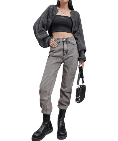 Women's Long Sleeve Bolero Shrug Open Front Knit Cropped Cardigan Sweater Shrugs Grey $17.63 Sweaters