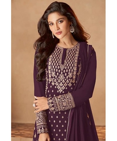Ready to wear Embroidered Georgette Indian Pakistani Salwar Suit for Women Ready to Wear Magenta_1 $32.83 Suits