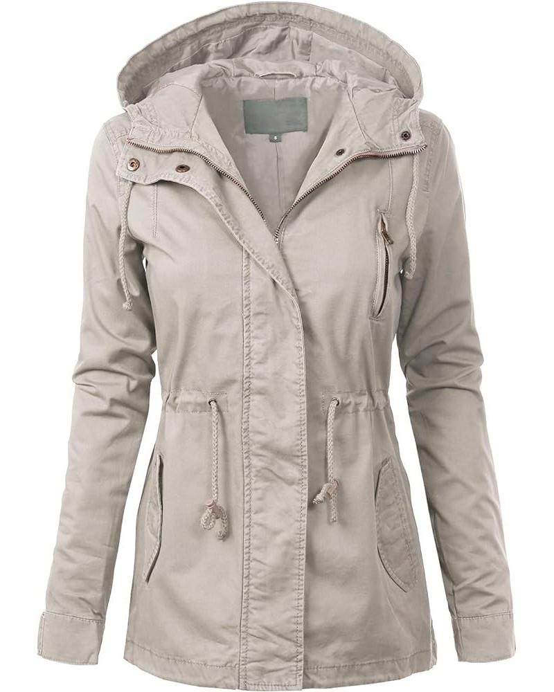 Women's Lightweight Military Safari Anorak Utility Junior Fit Hoodie Jacket Stone Grey (Junior Fit) $23.96 Jackets